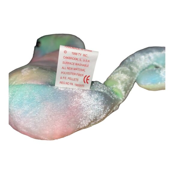 Ty Beanie Baby "Neon" Seahorse Plush Toy - Pastel Tie-Dye Colors - 1999 Release - Picture 9 of 9